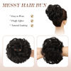 Picture of FESHFEN Messy Bun Hair Piece - Large Wavy Curly Elastic Hair Bun Scrunchies Ponytail Extensions Synthetic Chignon Hairpieces for Women, Darkest Brown 1.94oz
