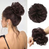 Picture of FESHFEN Messy Bun Hair Piece - Large Wavy Curly Elastic Hair Bun Scrunchies Ponytail Extensions Synthetic Chignon Hairpieces for Women, Black Cherry 1.94oz