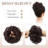 Picture of FESHFEN Messy Bun Hair Piece - Large Wavy Curly Elastic Hair Bun Scrunchies Ponytail Extensions Synthetic Chignon Hairpieces for Women, Black Cherry 1.94oz