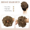 Picture of FESHFEN Messy Bun Hair Piece - Large Wavy Curly Elastic Hair Bun Scrunchies Ponytail Extensions Synthetic Chignon Hairpieces for Women, Light Brown mix Natural Blonde 1.94oz