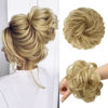 Picture of FESHFEN Messy Bun Hair Piece - Large Wavy Curly Elastic Hair Bun Scrunchies Ponytail Extensions Synthetic Chignon Hairpieces for Women, Golden Blonde 1.94oz