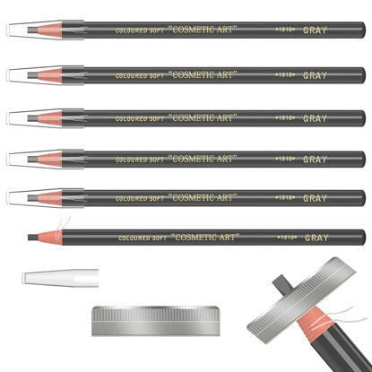 Picture of 6 Piece Gray Colour Waterproof Eyebrows Pencil Tattoo Makeup And Microblading Supplies Kit-Permanent Eye Brow Liners In Waterproof Eyebrow Pencils Peel - Brow Pencil Set For Marking(6 Pcs)