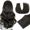 Picture of DOORES Human Hair Extensions Seamless Clip in Extensions, Mocha Brown 20 Inch 7pcs 150g, Clip in Hair Extensions Human Hair Straight Hair Remy Thick Hair Thin Weft Invisi Edge Hair Extensions