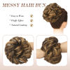 Picture of FESHFEN Messy Bun Hair Piece - Large Wavy Curly Elastic Hair Bun Scrunchies Ponytail Extensions Synthetic Chignon Hairpieces for Women, Brown Highlighted Caramel Blonde 1.94oz