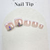 Picture of French Tips Press on Toenails Pink Fake Toe Nails Rhinestones False Toenails Glossy Full Cover Acrylic Toenails with Design Nude Pink Toe Press on Nails Toe Nail Press ons for Women Manicure 24Pcs