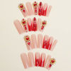 Picture of Gifiky Long Square Press on Nails French Fake Nails Red Nails Tips Full Cover Crystal Gem Design False Nails for Women and Girls 24Pcs