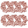 Picture of 6 Pcs Satin Silk Hair Scrunchies Soft Hair Ties Fashion Hair Bands Hair Bow Ropes Hair Elastic Bracelet Ponytail Holders Hair Accessories for Women and Girls (4.5 Inch, Rose Gold)