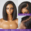 Picture of LUVME HAIR 4C Kinky Edges Lace Front Bob Wig 10 Inch Short Kinky Straight Human Hair Wig Glueless Deep Side Parted Lace Bob Wig with Natural Hairline For Women