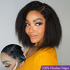 Picture of LUVME HAIR 4C Kinky Edges Lace Front Bob Wig 10 Inch Short Kinky Straight Human Hair Wig Glueless Deep Side Parted Lace Bob Wig with Natural Hairline For Women