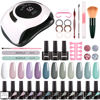 Picture of Btiztlla Gel Nail Polish Kit with UV Light 120W Nail Dryer, 12 Colors Purple Blue Gray Gel Nail Polish Set, UV LED Nail Lamp, No Wipe Base Top Coat, Nail Art Decorations, Manicure Tools Starter Kit