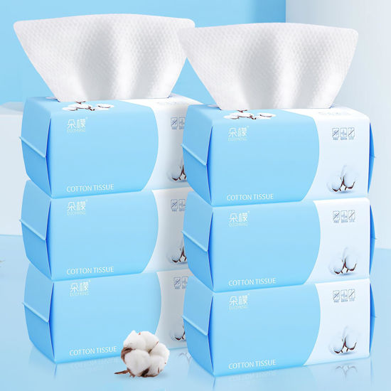 Picture of Cotton Facial Dry Wipes 100 Count, Deeply Cleansing Disposable Face Towel Wash Cloth, Multi-Purpose for Skin Care, Make-up Wipes, Face Wipes and Facial Cleansing (6 Pack)