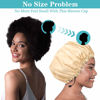 Picture of 3 Packs Shower Caps for Women Reusable Waterproof Double Layer Extra Large Adjustable Bath Cap Leakproof for All Hair Lengths/Styles