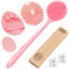 Picture of Manmihealth Silicone Back Scrubber & Soft Bath Glove Set 4 PCS(Thick Bristles), Super-Exfoliating Body Scrubber & Super-Lathering Shower Brush Combination, with 2 Free Hooks (Pink)