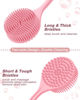 Picture of Manmihealth Silicone Back Scrubber & Soft Bath Glove Set 4 PCS(Thick Bristles), Super-Exfoliating Body Scrubber & Super-Lathering Shower Brush Combination, with 2 Free Hooks (Pink)