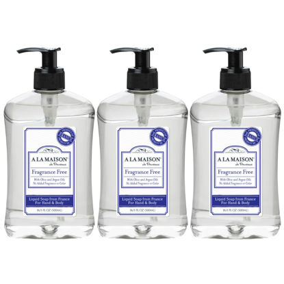 Picture of A LA MAISON French Liquid Hand Soap, Hypoallergenic Unscented - Natural Hand Wash Made with Essential Oils - Biodegradable, Plant-Based, Vegan, Cruelty-Free, Alcohol & Paraben Free (16.9 oz, 3 Pack)