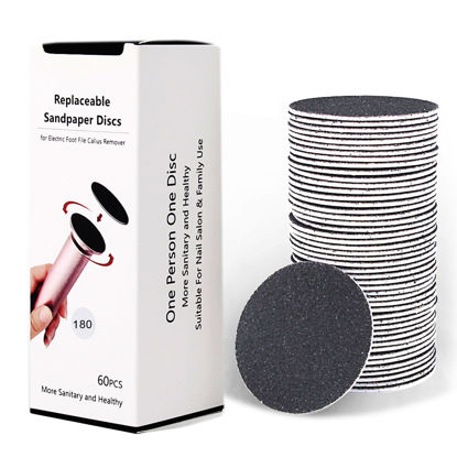 Picture of 60pcs Replaceable Sandpaper Refill Discs for Electric Foot File Callus Remover Hard Dry Dead Skin Removal (Fine 180 Grit)