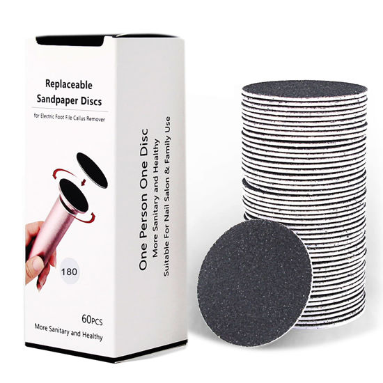 Picture of 60pcs Replaceable Sandpaper Refill Discs for Electric Foot File Callus Remover Hard Dry Dead Skin Removal (Fine 180 Grit)