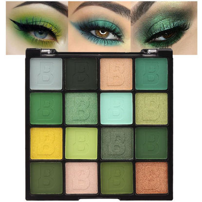 Picture of evpct 16 Colors Green Glitter Eye shadow Palette Makeup Waterproof Dark Light Green Yellow orange Brown Shimmer Highly Pigmented Pressed Sparkly Shiny Eyeshadow Palette paletas de sombras para de ojos