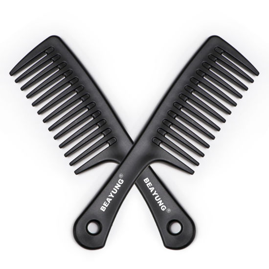 Picture of BEAYUNG 2PCS Large Wide Tooth Comb, Shower Combs, Hair comb for wet curly hair, Durable Hair Brush for Best Styling and Professional Hair Care(2Black)