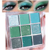 Picture of evpct 9 Colors Green Glitter Shimmer Eye Shadow Makeup Palette Light Bright Emerald Dark Avocado Neon Green Highly Pigmented Waterproof Matte Metallic Shimmer Pearl Party Sparkling Eyeshadow Palette