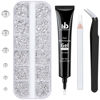 Picture of BELLEBOOST Nail Art Rhinestone Glue Gel&1 Box Flatback Gems Kit, 1 Tube of 15ml Rhinestone Gel Glue(UV/LED Needed)+Round Glass Crystal Clear Gemstones with Pickup Tools