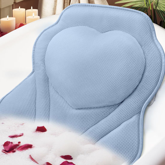 Picture of LuxStep Bath Pillow-Bathtub Pillow with Air Mesh Fabric & 6 Non-Slip Suction Cups, Bath Pillows for Tub Head, Neck and Back Support, Bath Accessories Spa Gifts, 17 * 17in, Blue