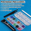 Picture of BELLEBOOST Nail Art Rhinestone Glue Gel&2 Boxes Flatback Gems Kit, 1 Tube of 15ml Rhinestone Gel Glue(UV/LED Needed)+Colorful Gems+Flat-Back Round Glass Crystal Clear Gemstones with Pickup Tools