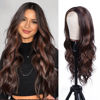 Picture of Aida ble Long Dark Brown Mixed Blonde Highlight Wavy Wig Ombre Brown Wig for Women 26inch Blonde Wavy Wig Natural Curly Synthetic Heat Resistant Wigs for Girls Cosplay Daily Party Use