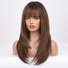 Picture of HAIRCUBE Dark Brown Synthetic Women's Wig Layered Wigs with Bangs Middle length Straight and Heat Resistant