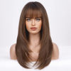 Picture of HAIRCUBE Dark Brown Synthetic Women's Wig Layered Wigs with Bangs Middle length Straight and Heat Resistant