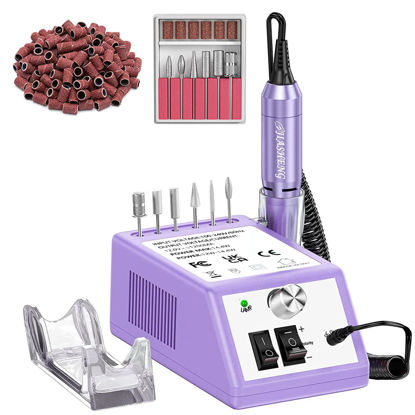 Picture of JIASHENG Professional Nail Drill, 20000rpm Electric Nail Drill Machine, Electric Nail File Drills for Acrylic Nails Gel Nails Manicure Pedicure Tools for Salon Use, Violet