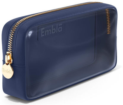 Picture of Embla Clear Cosmetic Bag Makeup Bag, Clear Zipper Pouch Cosmetics Bags Cute Womens Make Up Pouches, Clear Toiletry Travel Bag Tote, Preppy Purse Cosmetic Organizer Small Large Makeup Bags, Sapphire