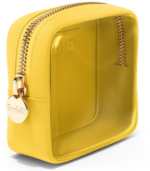 Picture of Embla Clear Cosmetic Bag Makeup Bag, Clear Zipper Pouch Cosmetics Bags Cute Womens Make Up Pouches, Clear Toiletry Travel Bag Tote, Preppy Purse Cosmetic Organizer Mini Small Large Makeup Bags, Lemon