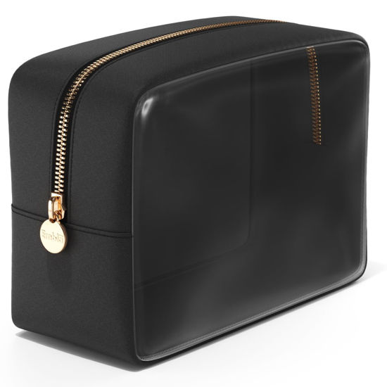 Picture of Embla Clear Cosmetic Bag Makeup Bag, Clear Zipper Pouch Cosmetics Bags Cute Womens Make Up Pouches, Clear Toiletry Travel Bag Tote, Preppy Purse Cosmetic Organizer Mini Small Large Makeup Bags, Black