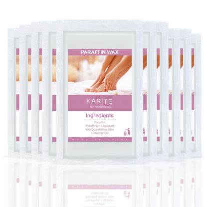Picture of KARITE Paraffin Wax Refills, 10 Pack Beads Blocks for Bath, Machine Refills for Hand Feet Dry Skin - Deep Moisturizing, Hydration and Nourishment (Unscented)