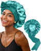 Picture of Yanibest Satin Bonnet Silk Bonnet for Sleeping Double Layer Ajustable Satin bonnet for Women Men for Curly Natural Hair with Tie Band