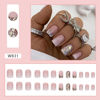 Picture of 24Pcs Press on Nails Short Square French Tip Fake Nails Pink Gradient with Silver Glitter Design Acrylic Full Cover Glue on False Nails Artificial Stick on Nails for Women Daily Wear Manicure…