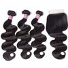 Picture of Unice Hair Brazilian Body Wave 3 Bundles with Free Part Lace Closure Unprocessed Virgin Human Hair Weave Extensions (20 22 24+18)