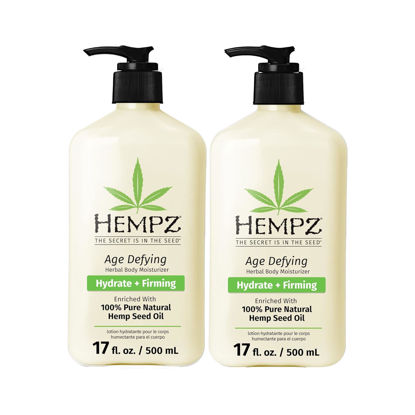 Picture of Hempz Age Defying Body Moisturizer, 17 Fl Oz, 2 Pack Bundle - Daily Herbal Moisturizer, Shea Butter Anti-Aging - Body Lotion, Hemp Extract Lotion - Skin Care Products, 100% Pure Organic Hemp Seed Oil