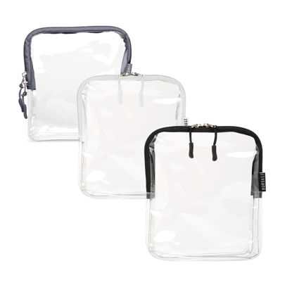 Picture of BORSALI TSA-Approved Quart-Sized Bag for Carry-on Travel - One (1) Quart Clear Toiletires, Cosmetic and 3-1-1 Liquids Toiletry Bag - Set of 3