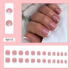 Picture of SINSEN Square Press on Nails Short - White French Tip Press on Nails Square Shape, Pink Fake Nails with Adhesive Glue Stickers, Reusable Stick on Nails in 12 Sizes, 24 Pcs Short Square French Nails