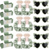 Picture of 18pcs Bridesmaid Scrunchies Proposal Gifts 4.1inch square Hair Claws Bachelorette Hair Clip heart sunglasses Girls gift for Wedding Party Favors(18pcs Sage Green)