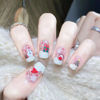 Picture of 24Pcs Christmas Snowman Press on Nails Short Square Fake Nails White French Tip for Nails Art Reindeer Christmas hat Gift False Nails Winter Full Cover Glue on Nails Artificial Nails for Women DIY
