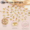 Picture of 3220Pcs Mineral Gold Glass Nail Rhinestones 120Pcs Multi Shapes Flatback Nail Gems + 3100Pcs 1.5-4mm Round Crystal with Rhinestones Glue Gel, Manicure Nail Charms Diamond Gemstone for Nail Art