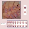 Picture of Short Press on Nails Square,RTKHFZE Glitter Fake Nails Glossy Nude False Nails Full Cover Acrylic Nails Almond Stick on Nails 24Pcs pressed nails ons for Women