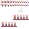 Picture of Short Press on Nails Square,RTKHFZE Glitter Fake Nails Glossy Nude False Nails Full Cover Acrylic Nails Almond Stick on Nails 24Pcs pressed nails ons for Women