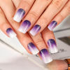 Picture of Square Press on Nails Short Fake Nails Purple French Tip False Nails Ombre Glue on Nails with Glitter Designs Nails Press ons Acrylic Nails Glossy Stick on Nails for Women and Girls 24Pcs