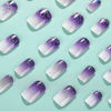 Picture of Square Press on Nails Short Fake Nails Purple French Tip False Nails Ombre Glue on Nails with Glitter Designs Nails Press ons Acrylic Nails Glossy Stick on Nails for Women and Girls 24Pcs