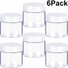 Picture of 6 Pack Clear Container with Lids Small Plastic Pot Jars Wide Mouth Round Leak Proof Plastic Container Jars with Lid for Travel Storage, Eye Shadow, Nails, Paint, Jewelry (6 oz, White)
