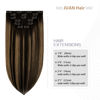 Picture of Aison Clip in Hair Extensions 70G Natural Black to Chestnut Brown 100% Remy Human Hair Clip in Extensions for Fashion Women 7pcs 16clips 20 Inch brown hair extensions clip ins